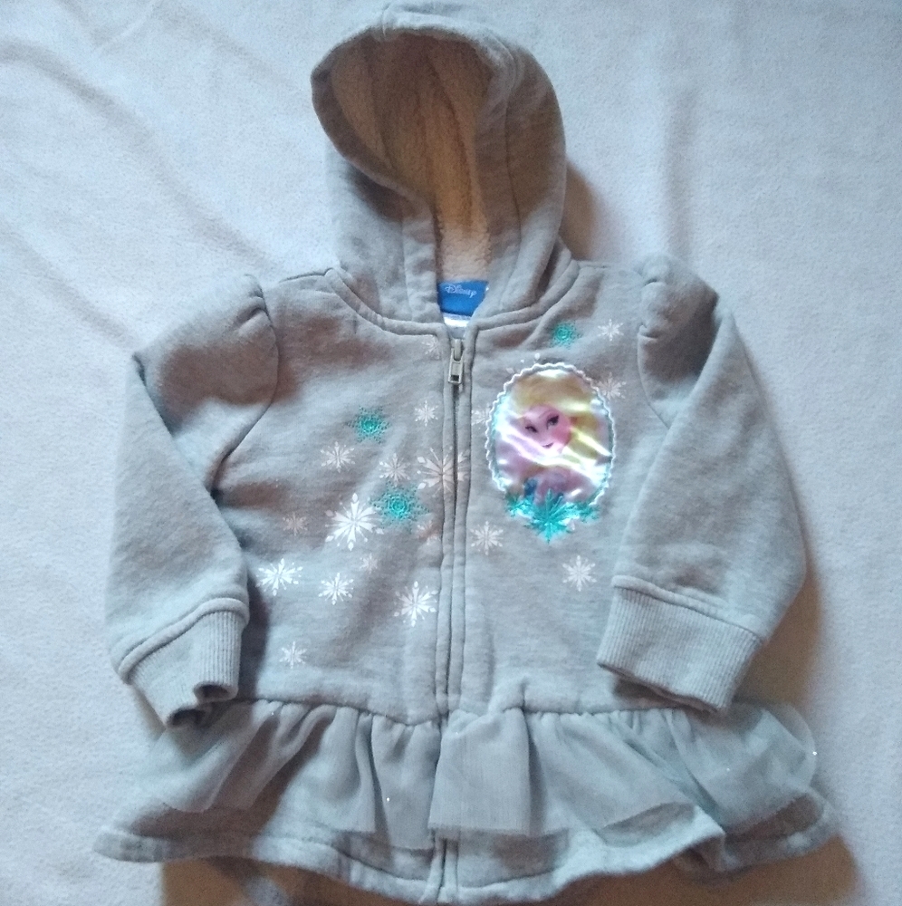 Disney Frozen Zip Hooded Jacket Grey Girls Size 2T